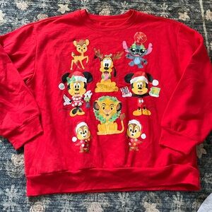 Disney 100 Mickey Holiday LIGHT UP Red Sweatshirt Christmas 2023 Size XL